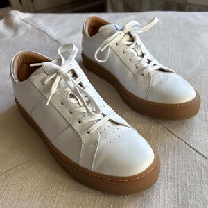 Greats White Leather Sneakers with Brown Soles